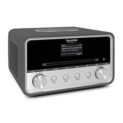 TechniSat DIGITRADIO 586 - Radio hybride DAB+ (radio internet, FM, Bluetooth, charge sans fil, commande d'application, OLED, USB, CD, MP3, AUX, 20 W, chaîne compacte, télécommande) anthracite