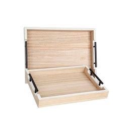 Romimex Jeu de Plateaux en Osier Naturel en Bois MDF 2 pièces