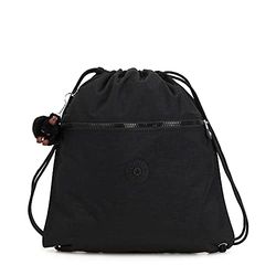 Kipling SUPERTABOO, Zaino con Cordoncini, Multifunzionale, Idrorepellente, 45 cm, 15 L, 0.24 kg, Nero (True Black)