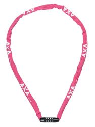 AXA Rigid RCC 120 - Antivol à chaîne avec code - 120 cm de long - Maillons en acier 3,5 mm - Niveau de sécurité 3 - Coque de protection - Rose