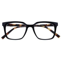 OPULIZE KOI Occhiali da Lettura - Montatura Rettangolare Grande - Nero - Uomo e Donna - Cerniere a Molla - R50-1 - +2.00