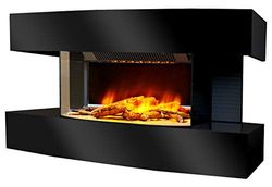 CHEMIN'ARTE Elektrische Open Haard Lounge Medium - Elektrische Wandhaard met Verwarming 2000 W, realistisch vlam effect, LED-Verlichting, Afstandsbediening programeerbaar, Timer, Thermostaat - Zwart