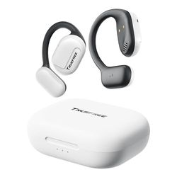 Truefree O1 open-ear hoofdtelefoon, Bluetooth 5.3 draadloze oordopjes met oorhaken, over-ear luchtgeleidingstechnologie voor sport, vier microfoons voor heldere gesprekken, 45 uur speeltijd (Wit)