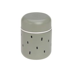 LÄSSIG Bébé Enfants Boîte isotherme bouillie goûter anti-fuite acier inoxydable 350 ml/Food Jar Happy Prints light olive