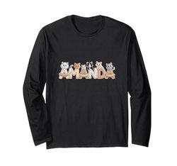 Amanda Cat Trees - Personalized Cute Name Word Art Long Sleeve T-Shirt