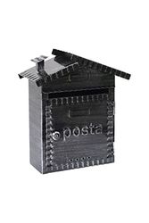 ARREGUI Rustica D-2202 Caixa de correio exterior vintage metálico tamanho S (correio DIN A5), caixa de correio pequena, caixa de correio de estilo rústico, decorativa, fácil de instalar, preto