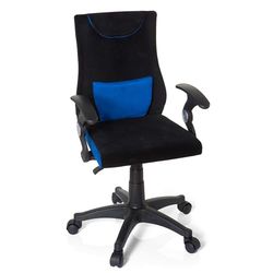 hjh OFFICE 670470 Cadeira giratória para crianças KIDDY Pro AL tecido preto/azul, cadeira de secretária infantil, suporte lombar integrado, com apoio de braços