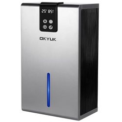 Luchtontvochtiger, elektrisch, 2700 ml, luchtontvochtiger voor thuis, met automatische uitschakeling, 7-kleuren ledlicht, ideaal voor camper, badkamer, slaapkamer, kelder (grijs)