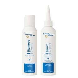 THYMUSKIN Classic - Conjunto para perda de cabelo hereditária, estimula o crescimento do cabelo. Conjunto (1 champô de 100 ml + 1 soro de 100 ml)
