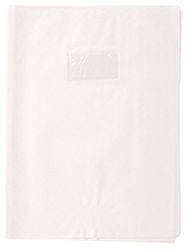 Calligraphe 72427C Un Protège-Cahier Grain Losange Blanc - 24x32 cm - 18/100ème avec Porte-Étiquette - PVC Opaque