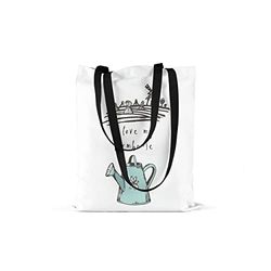 Bonamaison Printed Tote Bag, Reusable Grocery Bag, Shopping Bag, Machine Washable, Foldable, Canvas Cloth Bag with Black Handles, Size: 48x55 Cm