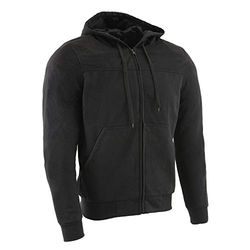 Milwaukee Leather MPM1788 Men's Black CE Approved Armored Riding Hoodie Sweater with Aramid by DuPont Fibers - Medium
