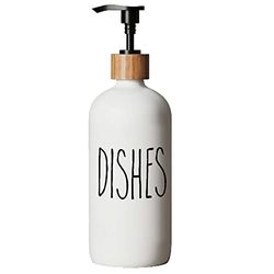 Distributeur de Savon, Distributeur de Savon à Vaisselle pour évier de Cuisine. Distributeur de Savon à Main en Verre, décoration Moderne de Ferme pour Salle de Bain, évier de Cuisine (Blanc)