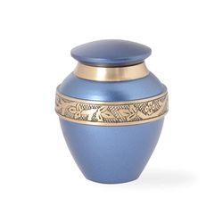 Urns UK Hand Crafted Brass Keepsake Urn Swindon Blue 3" 10 x 8 x 13 cm