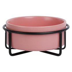 JACK AND VANILLA, Cuenco de cerámica Antideslizante con Soporte de Metal, diseño Elegante, 400 ml, Ideal para Perros y Gatos, Rosa, para Todas Las Razas, Modelo Bon Appetit