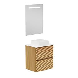 Baikal Mueble de Baño Dash. Conjunto de Baño de 2 Cajones, Suspendido en Pared, Incluye Lavabo Cerámico. Mueble de Fondo de 46cm. Mueble MONTADO. Lavabo sobre Encimera 60 cm Monocolor