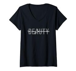 Mujer Beauty Is My Business - Esteticista con licencia para el cuidado de la piel Groovy Camiseta Cuello V