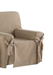 Estoralis Beret Housse de canapé avec nœuds Design Moderne Tissu Jaquard Champagne pour Fauteuil ou Relaxation 1 Place Taille du Tissu (de 80 à 110 cm) Housse pour Tout Type de canapé