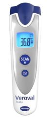 Veroval Baby, Termómetro Infrarrojos 3 en 1, Termómetro Digital para Bebés, Ideal para Medir la Fiebre en Casa, Medición Rápida y Precisa de la Temperatura Corporal, sin Contacto, Color Plateado