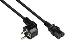 Good Connections P0150-S018 kabel sieciowy, 1,8 m, wtyczka z zestykiem ochronnym typu E+F (CEE 7/7, kątowy) do gniazda grzejnika C15 (prosty), kabel do podgrzewania, 1,00 mm², czarny