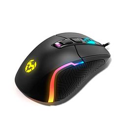 KROM KICK - Souris de jeu, RGB Rainbow, capteur optique PixArt 3327 jusqu'à 12000 DPI, 6 niveaux de DPI (800-6200), logiciel avancé, noir
