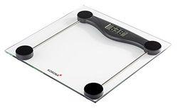 Korona 74540 glazen weegschaal OLIVIA | 180 kg draagkracht, indeling 100 g | goed afleesbaar LCD-display | tijdloos design | overbelastingsindicator | batterijen inclusief, zwart, 74540 olivia