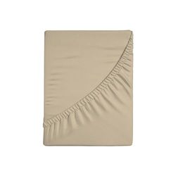 Zer0bed, Drap-Housse pour lit Double, Couleur Unie, 100% Coton, Angle Maxi 30 cm, 2 Places, Taupe, 180 x 200 cm