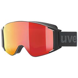 uvex G,Gl 3000 To - Masque de Ski pour Hommes et Femmes - avec Verre Interchangeable - Champ de Vision Élargi et Anti-Buée - Black Matt/Red-lasergold Lite - One Size