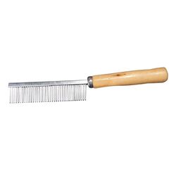 GIMA Pettine per cani e gatti, denti in acciaio inox e manico in legno, 80029