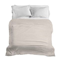 PENSIERI DELICATI Sprei voor tweepersoonsbed, 260 x 280 cm, eenpersoonslaken 100% katoen, ideaal als meubel, deken voor 2 eenpersoonsbedden, patroon Dublin beige, 100% Made in Italy