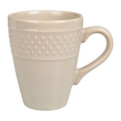 GENEVIEVE LETHU Taza de loza de 35 cl, diseño de grano de arroz, diámetro 8,5 cm, altura 11 cm, color topo, decoración estampada