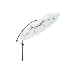 Zendea Parasol voor de tuin, met zijarm, witte parasol met zwengel, frame van gelakt staal, elegante en robuuste parasols voor buiten, Wit