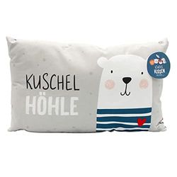 Dekohjälten24 gosig barnkudde med björn/inskription – gosig grotta – L/B/H ca. 40 x 13 x 23 cm, 100% bomull
