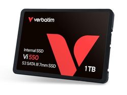 Verbatim Vi550 S3 SSD, intern SSD-enhet med 1 TB datalagring, solid state-enhet med 2,5-tums SATA III-gränssnitt och 3D NAND-teknik, svart
