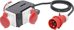 as - Schwabe MIXO Adaptador / distribuidor de corrente NECKAR - tomada CEE com cabo de mangueira de borracha de 1,5 m a 3 tomadas - distribuidor de corrente para obras - IP44