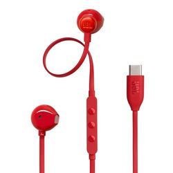 JBL Tune 305 C Auricolari USB-C ad Alta Risoluzione Audio, con Cavo Piatto Antigroviglio, Comando a 3 Tasti Bassi Profondi, Pure Bass, Rosso