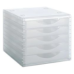 M-Office Freya Módulo 4005 De Con 5 Cajones Color Traslúcido Fabricado en Poliestireno Resistencia Válido Para Formatos DIN A4, Folios Y Subcarpetas,