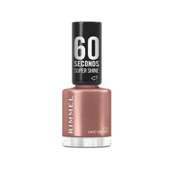 Rimmel 60 Seconds Super Shine Nail Polish, 111 Café Crème, Quick-Dry Nail Polish, Ultra-Shiny Finish, Easy to Apply, Vibrant Colour, Long-Wearing, Clean and Improved Formula, Vegan, 8ml