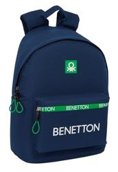 safta Benetton Green Sac à dos pour ordinateur portable 14,1", idéal pour les jeunes de différents âges, confortable et polyvalent, qualité et résistance, 31 x 16 x 41 cm, bleu marine, M, Décontracté