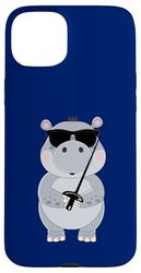 Funny Hippo Wearing Sunglasses Playing Violin Case for iPhone 15 Plus