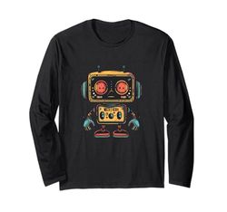 Carino piccolo Robot, Vintage Kids Robot Maglia a Manica