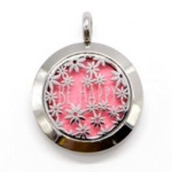 Zen'Arôme CA-COL Aromatherapie etherische olie sieraden diffuser ketting leer en medaillon roestvrij staal met motief"Be Happy" – inclusief 5 kleurrijke buvards voor geur – Zen'Aroma, chroom
