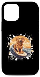 Carcasa para iPhone 13 Golden Retriever Dog On Tabla de Surf | Surf