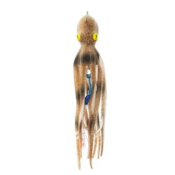 Inktvis siliconen aas TAKOYAKI 150 gr - 15 cm met Assist BKK kleur bruin