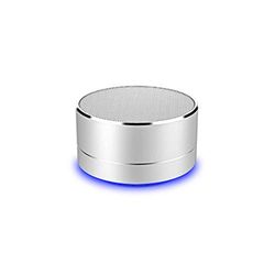 Luidspreker, metaal, Bluetooth, voor Samsung Galaxy A40, smartphone, USB-poort, TF-kaart, auxiliar-luidspreker, Micro Mini (zilver)