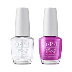OPI Nature Strong Natural Vegan Nail Polish, Thistle Make You Bloom & Vegan Top Coat Duo Bundle, 2 x 15ml