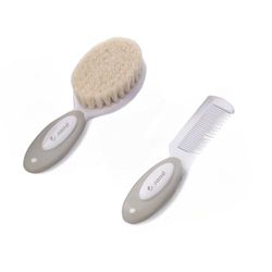 Jané Set Brosse et Peigne, Spécial pour bébés et Nouveau-nés, Poils Naturels, Pointes Arrondies, Beige
