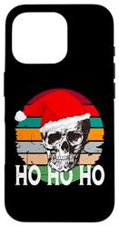 Teschio di Natale Babbo Natale Tramonto HO HO HO Creepy Holiday Spirit Custodia per iPhone 16 Pro