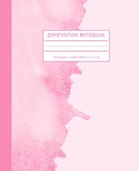 Composition Notebook College Ruled:Pink Watercolor|Perfect Journal for House,School or Work use|7.5x9.25|100pages