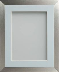 Frame Company Simpson Range Silver 8x6 inch Frame With Light Blue Mount for 5x3 inch *Choice of Sizes* Fitted with Real Glass